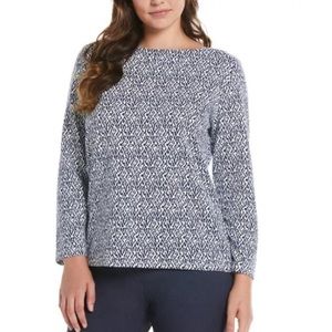 Rafaella Women's Bell Sleeve Boatneck Drapey French Terry Knit Top XXL